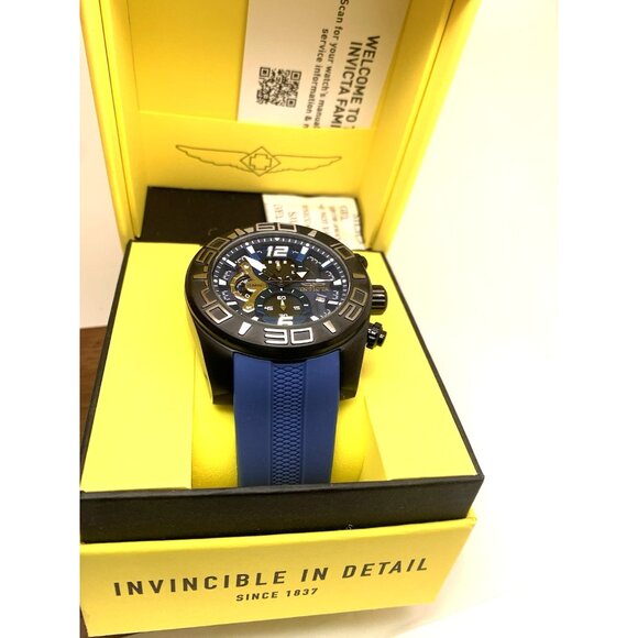 Invicta Men's Watch 22812 Pro Diver Quartz Chronograph Blue Black Rubber Strap - Picture 3 of 15